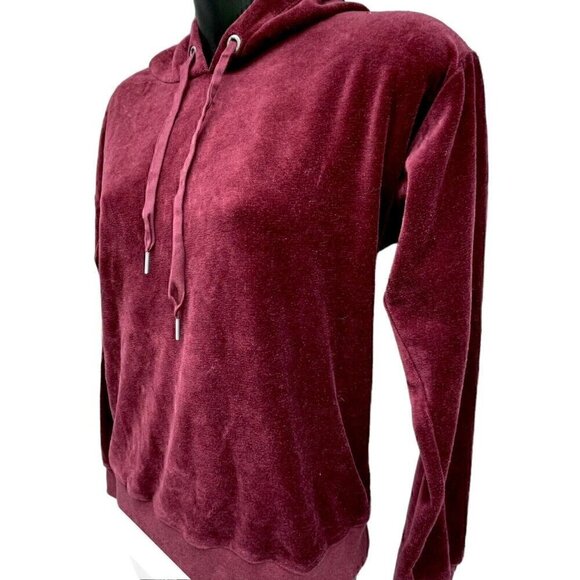 J. Crew Velour Burgundy Pullover Hoodie Sweatshirt Women’s XS Athletic Blokette - Picture 4 of 9